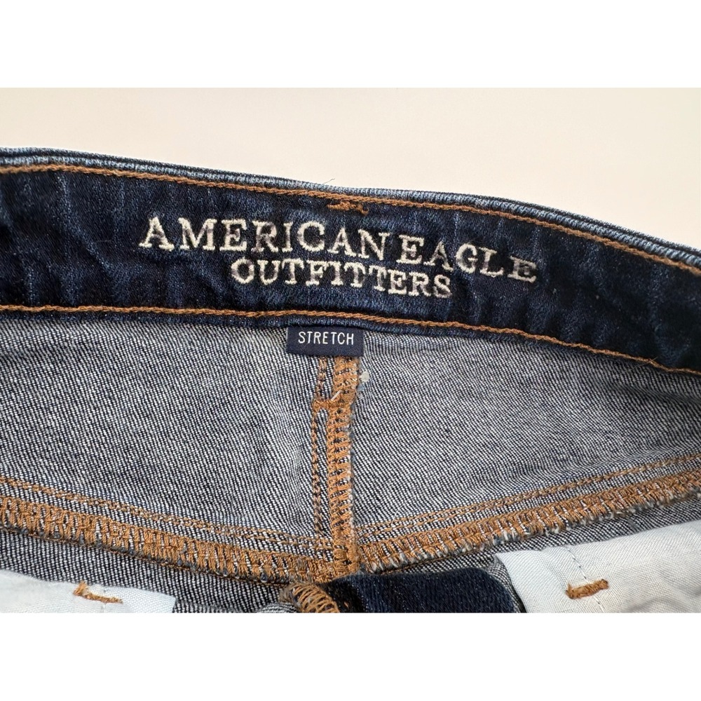 American Eagle Vintage Hi-Rise Festival Denim Shorts Dark Wash Frayed Hem Size 0 - Picture 3 of 7